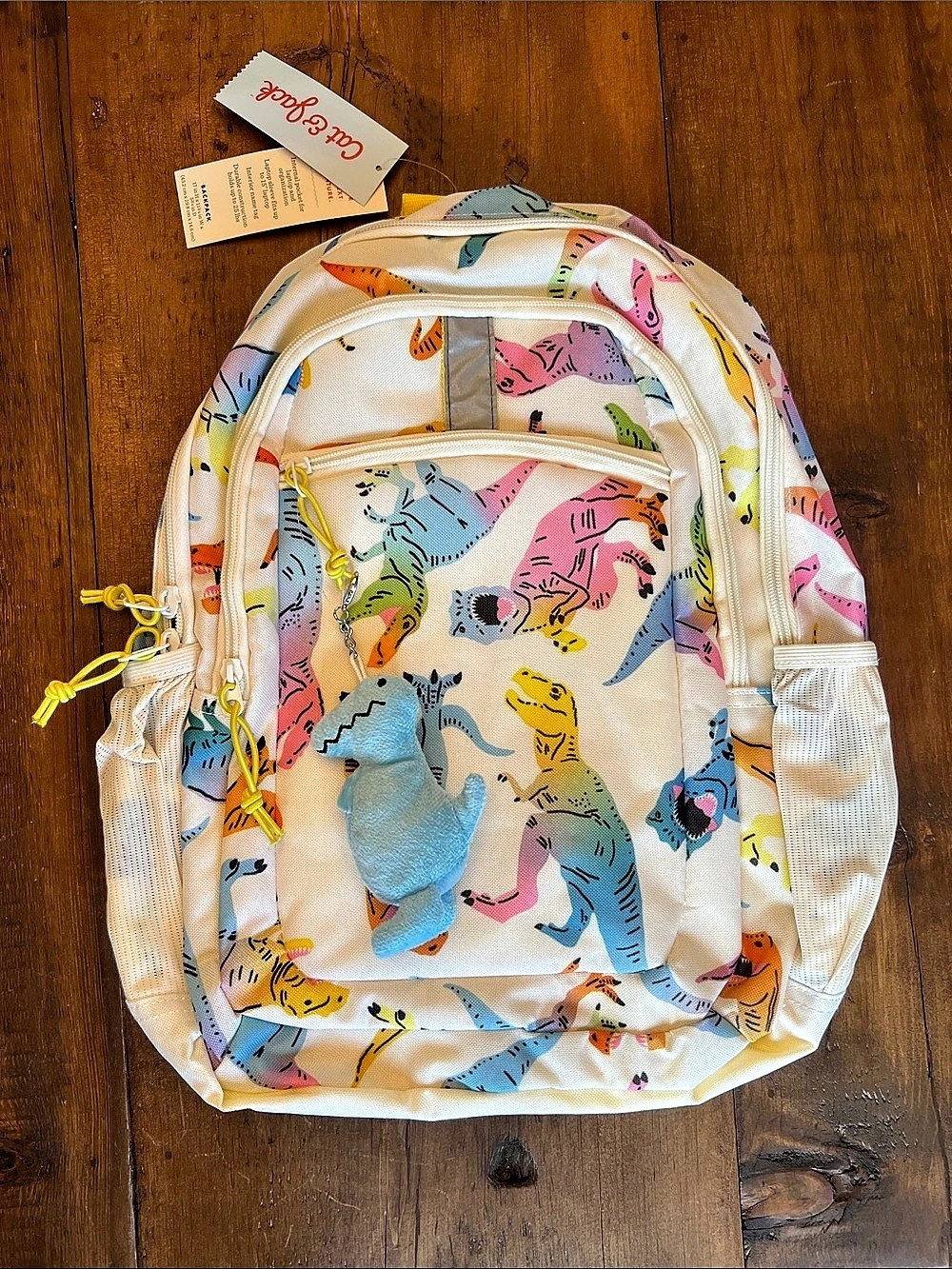 Cat & Jack Dinosaur Print Kids Backpack with Plush Keychain